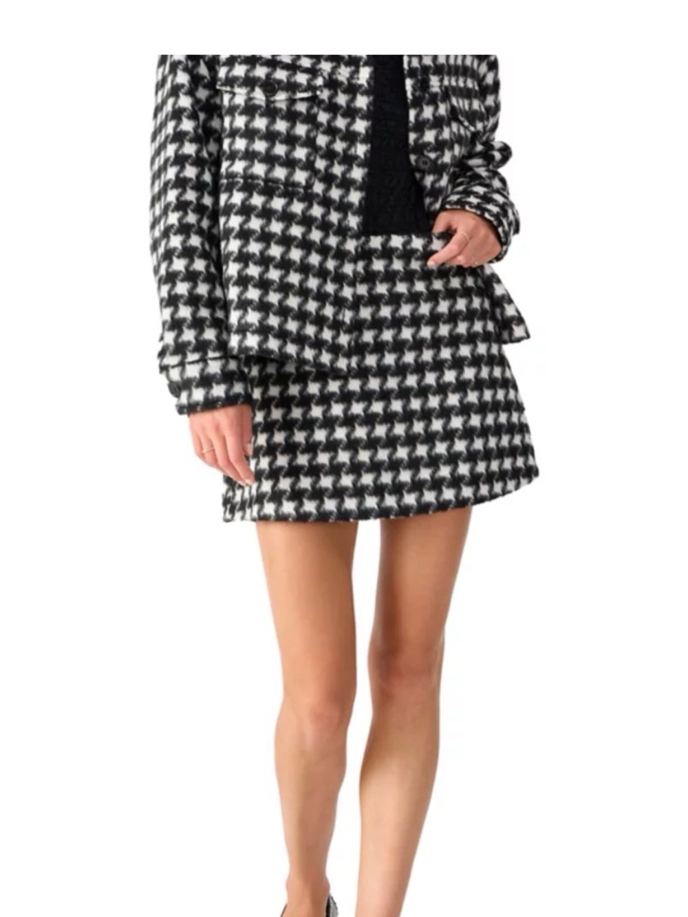 Sanctuary Black & White Faux Fur Trim Coat and skirt. Selling as set